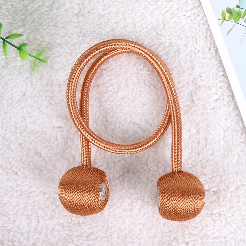 Storazone Khaki / 2pcs Magnetic Ball Curtain Tiebacks Tie Rope Accessory Rods Accessoires Backs Holdbacks Buckle Clips Hook Holder Home Decor