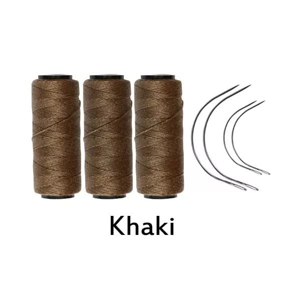 Storazone Khaki 3 roll 3 Rolls/5 Rolls Hair Weaving Threads With 4 pcs C Curved Needles Wig Making Tools Sewing Thread