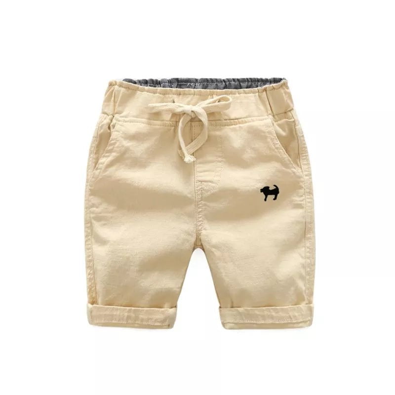Storazone Khaki / 3T 2023 Summer Boys Casual Shorts Children Cotton Elastic Waist Pants Toddler Kids Knee Length Pants Solid Color Baby Boys Clothes