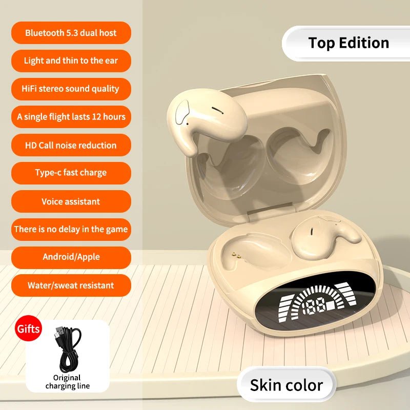 Storazone Khaki / CHINA Sleep Invisible Earbuds Tiny Mini Headphones Hidden Noise Cancelling TWS Wireless Headsets Sports Stereo Bluetooth 5.3 Earphone