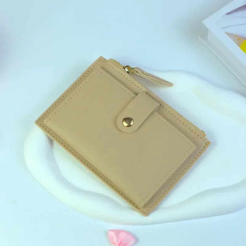 Storazone khaki Fashion Women Wallets Leather Female Purse Mini Hasp Solid Multi-Cards Holder Coin Short Wallets Slim Small Wallet Zipper Hasp