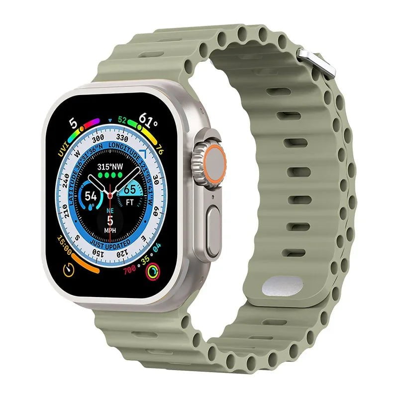 Storazone Khaki / For 38mm 40mm 41mm Silicone strap For Apple watch Ultra/2 49mm Sports breathable soft wrist band For iwatch 9 8 7 6 5 4 SE 45mm 41mm 44mm 42mm 40mm