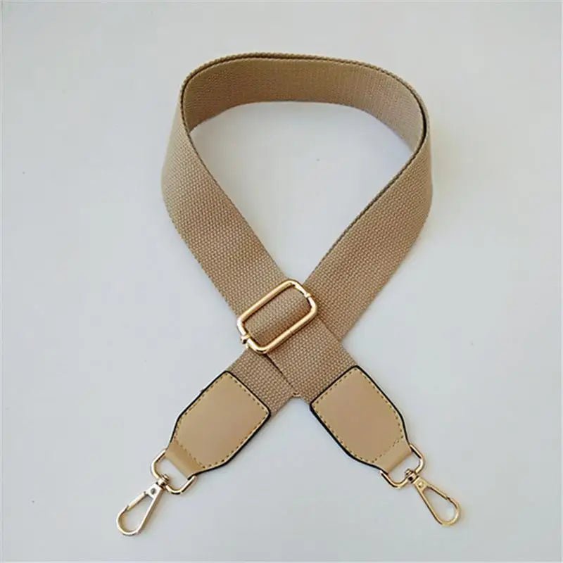 Storazone Khaki / Gold buckle Nylon Shoulder Bag Strap Wide Spare Bag Strap Pure Color Women's Nylon Messenger Bag Accessories Bag Straps