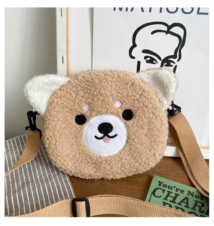 Storazone Khaki Japanese Style Kawaii Bag Women Cartoon Plush Shoulder Bag for Women New Crossbody Bag Small Phone Purse Bolsa Feminina