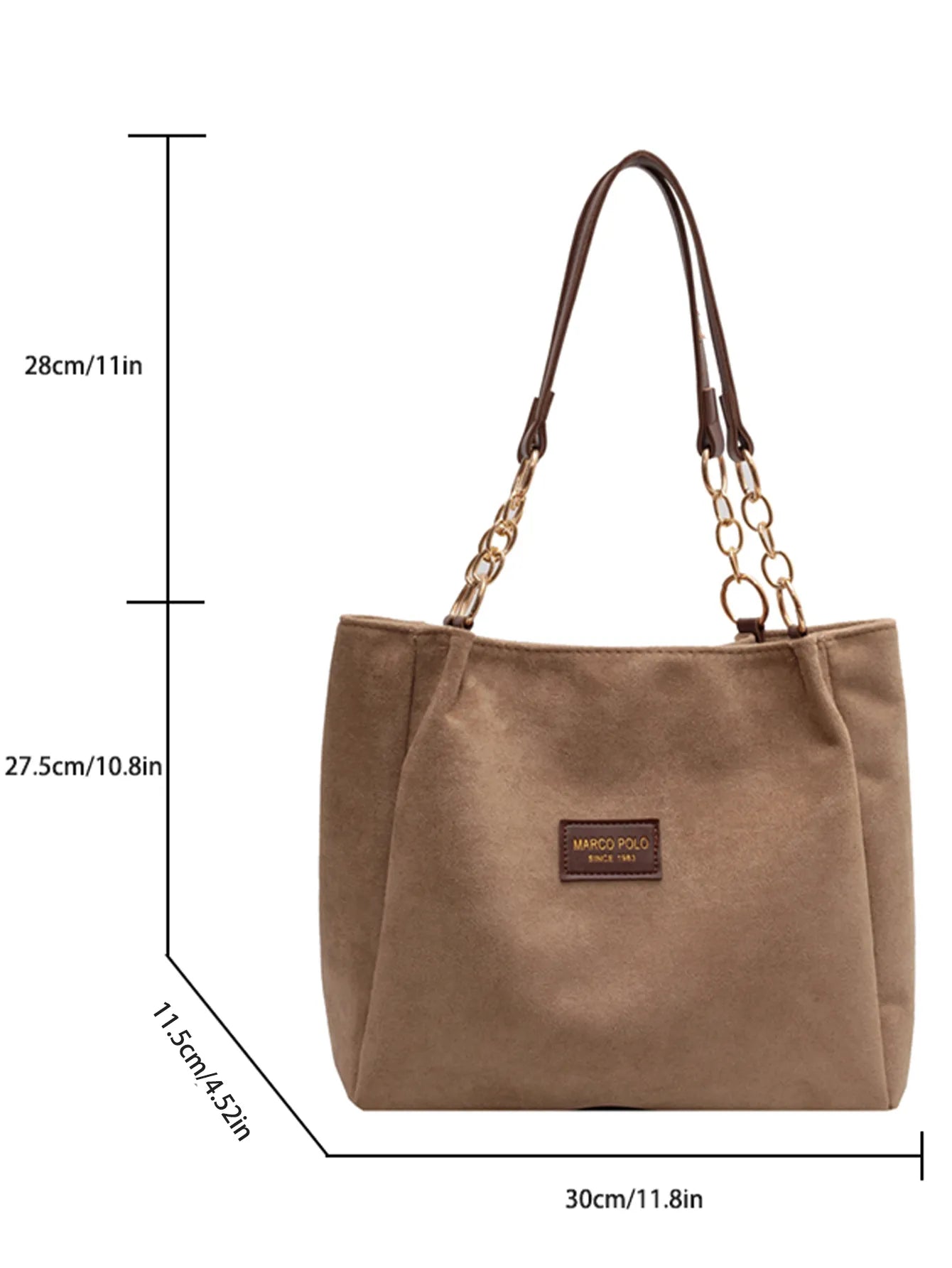 Storazone Khaki Large-Volume Suede Stylish Commuter Tote Bag For Ladies With One Shoulder Bag