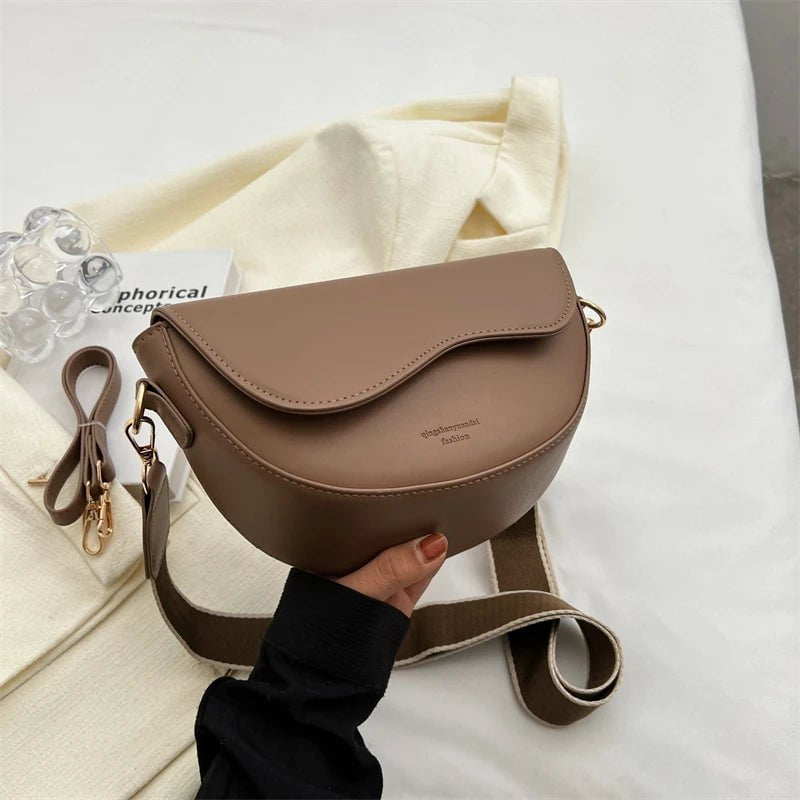 Storazone Khaki Small Leather Saddle Armpit Bags for Women 2023 Summer Chain Shoulder Crossbody Bag Ladies Vintage Underarm Handbags bolsa