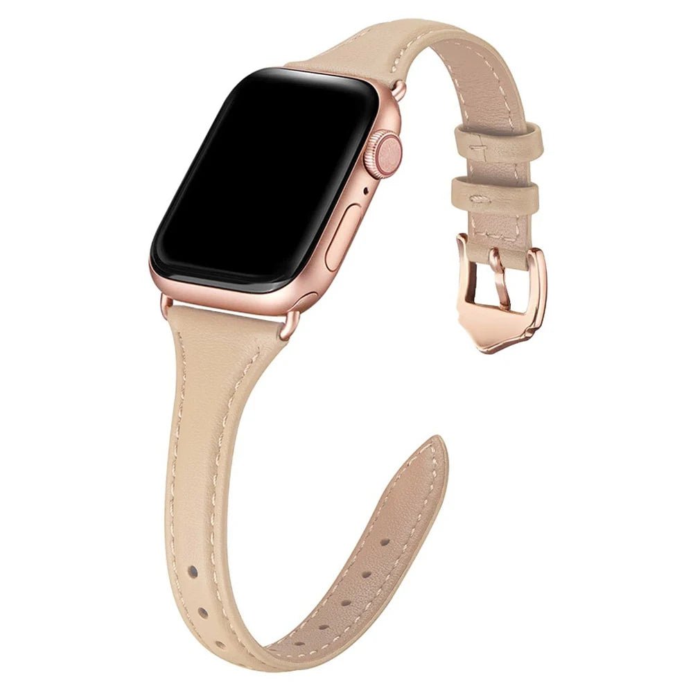 Storazone Khakiorange Rosegold / 38mm or 40mm or 41mm Women Thin Leather Band for Apple Watch 38mm 40mm 41mm Slim Colorful Wristband Strap for iWatch SE 7/6/5/4/3/2/1 Bracelet