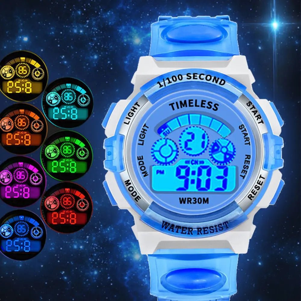 Storazone Kids Electronic Watches Color Luminous Dial Life Waterproof Multi Function Luminous Aalarm Clocks Watch For Boys And Girls