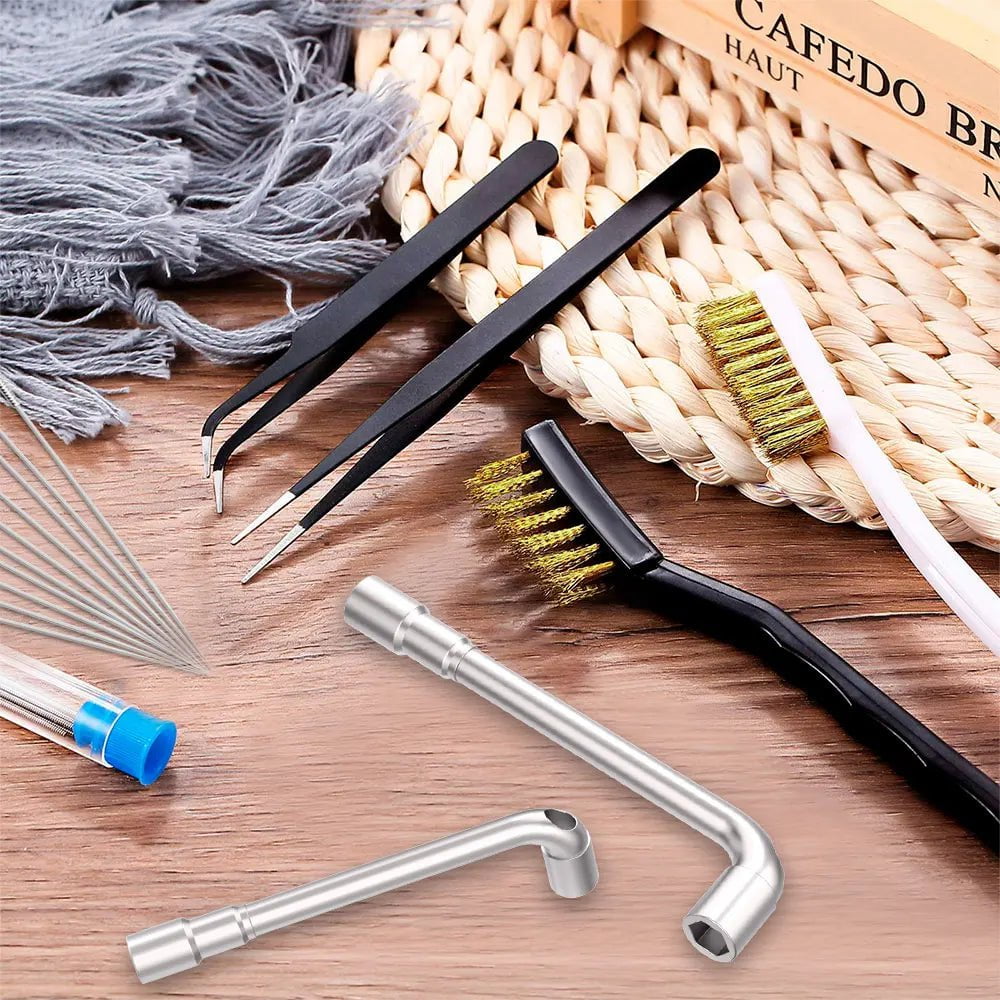 Storazone KINGROON 3D Printer Cleaner Tool Copper Wire Brush Toothbrush Nozzle Cleaning Needle 3D Printer Parts Cleaning Tool Wrench Kit