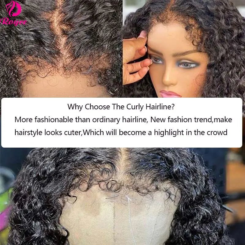 Storazone Kinky Curly Edged Short Bob Human Hair Wigs 13x4 Transparent Lace Front Wigs For Women Human Hair Remy 4x4 Closure Soft Bob Wig