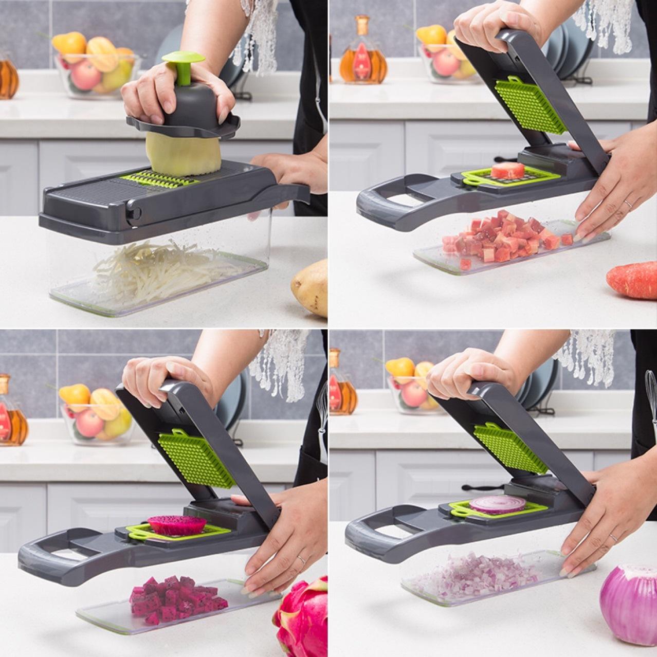 STORAZONE Kitchen 12 In 1 Manual Vegetable Chopper Kitchen Gadgets Food Chopper Onion Cutter Vegetable Slicer