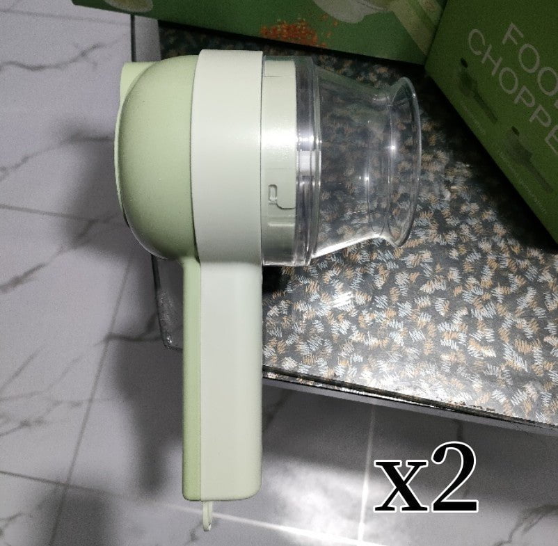 STORAZONE Kitchen 2pcs Green / USB Multifunctional Electric Vegetable Slicer Kitchen Fruit Salad Cutter Carrot Potato Chopper Cutting Machine Stainless Steel Blade