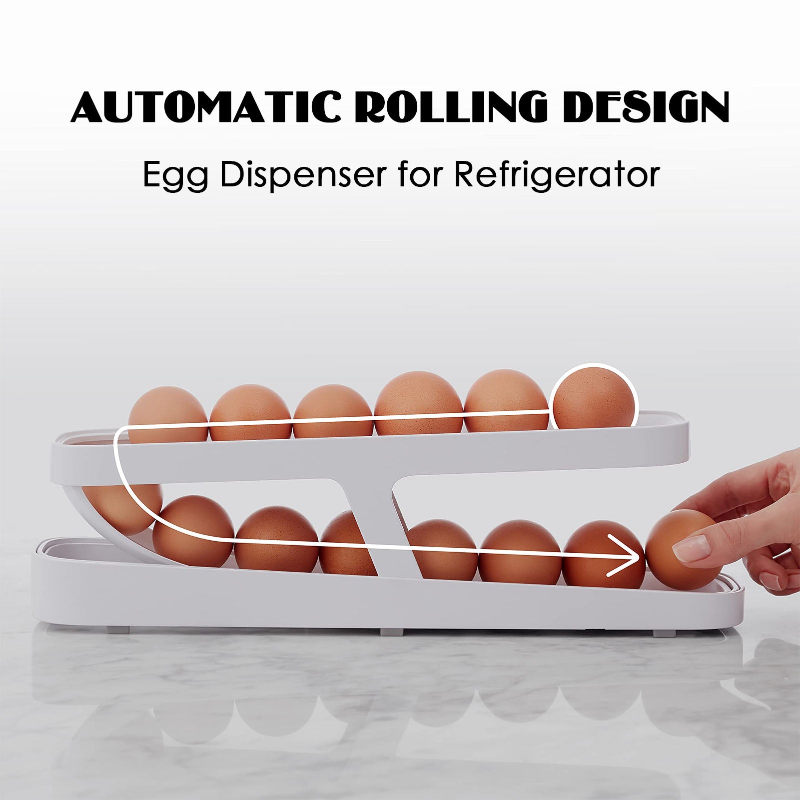 STORAZONE Kitchen Automatic Scrolling Egg Rack Holder Storage Box Egg Basket Container Organizer Rolldown Refrigerator Egg Dispenser For Kitchen Gadgets