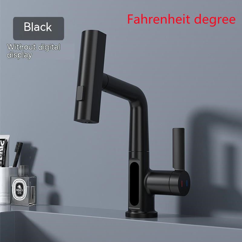 STORAZONE Kitchen Black Fahrenheit display Intelligent Digital Display Faucet Pull-out Basin Faucet Temperature Digital Display Rotation