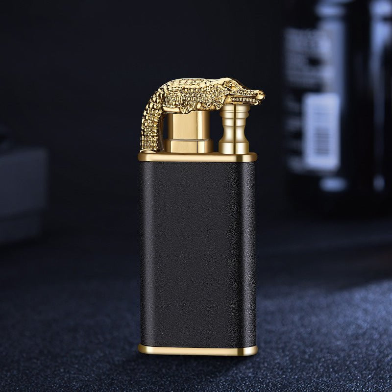 STORAZONE Kitchen Black Scrub Crocodile bk872 / 1PCS Creative Blue Flame Lighter Dolphin Dragon Tiger Double Fire Metal Winproof Lighter Inflatable Lighter