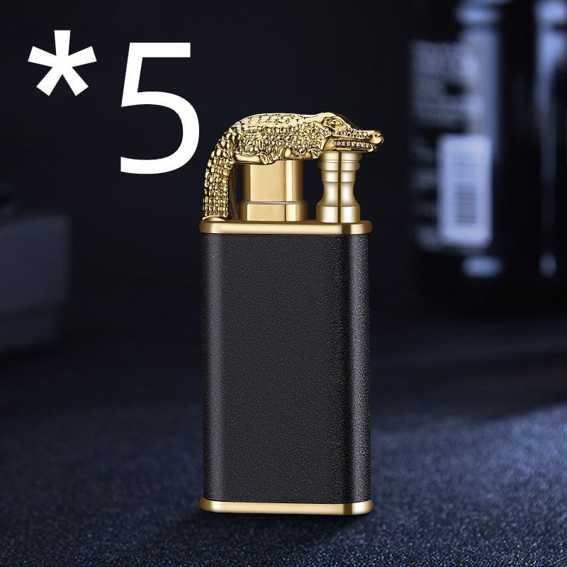 STORAZONE Kitchen Black Scrub Crocodile bk872 / 5PCS Creative Blue Flame Lighter Dolphin Dragon Tiger Double Fire Metal Winproof Lighter Inflatable Lighter