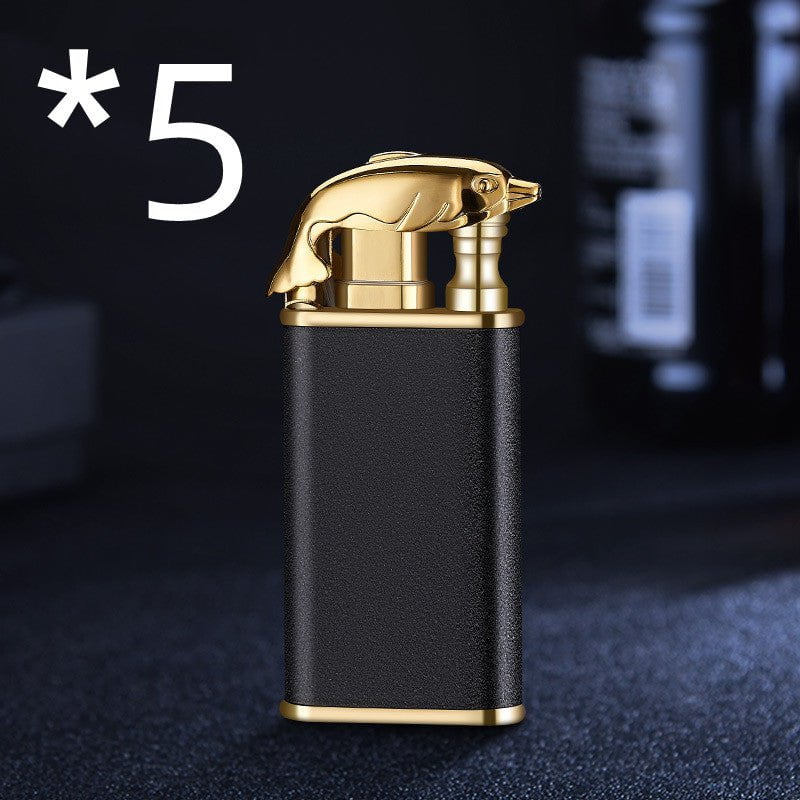 STORAZONE Kitchen Black Scrub Dolphin bk872 / 5PCS Creative Blue Flame Lighter Dolphin Dragon Tiger Double Fire Metal Winproof Lighter Inflatable Lighter