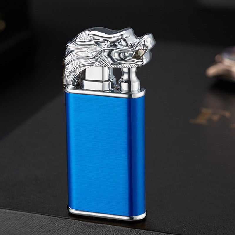 STORAZONE Kitchen Blue faucet / 1PCS Creative Blue Flame Lighter Dolphin Dragon Tiger Double Fire Metal Winproof Lighter Inflatable Lighter