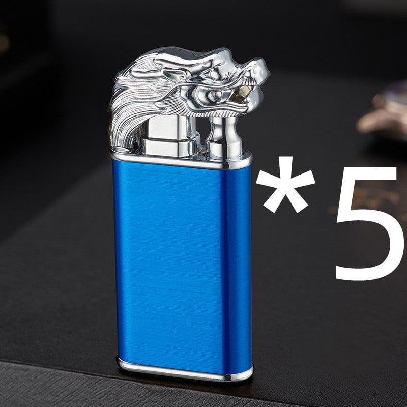 STORAZONE Kitchen Blue faucet / 5PCS Creative Blue Flame Lighter Dolphin Dragon Tiger Double Fire Metal Winproof Lighter Inflatable Lighter