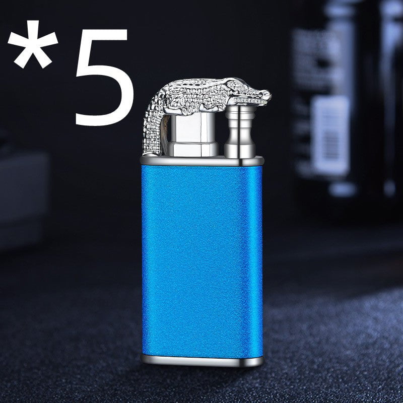 STORAZONE Kitchen Blue Scrub Crocodile bk872 / 5PCS Creative Blue Flame Lighter Dolphin Dragon Tiger Double Fire Metal Winproof Lighter Inflatable Lighter