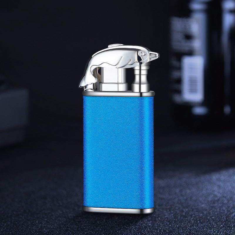 STORAZONE Kitchen Blue Scrub Dolphin bk872 / 1PCS Creative Blue Flame Lighter Dolphin Dragon Tiger Double Fire Metal Winproof Lighter Inflatable Lighter