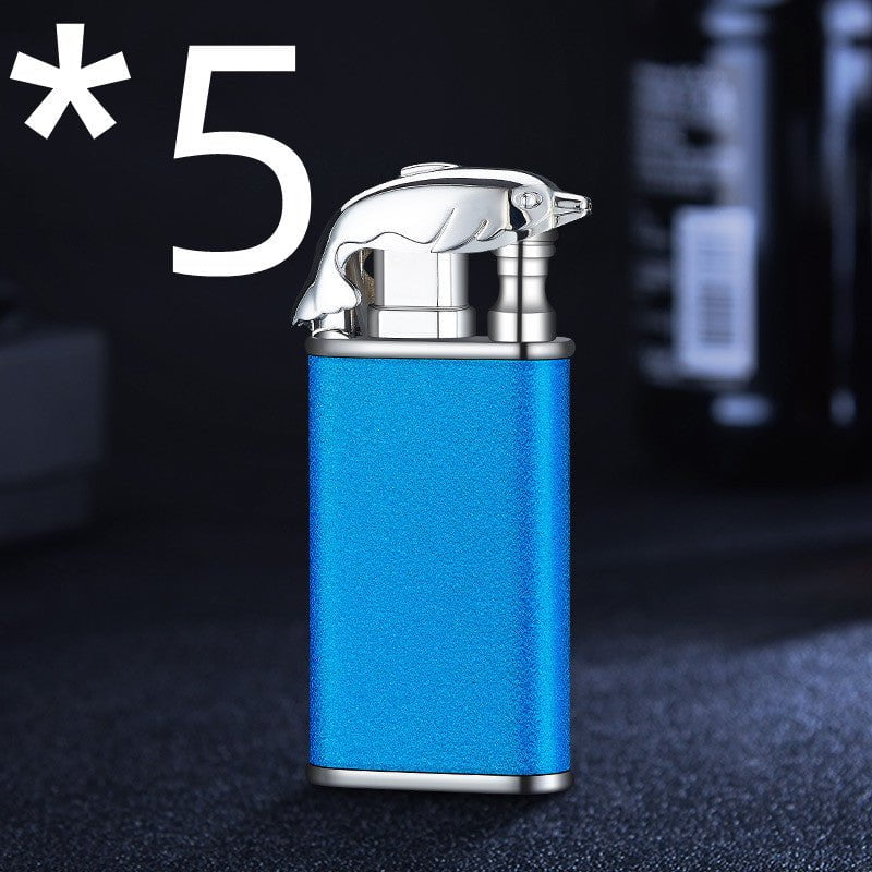 STORAZONE Kitchen Blue Scrub Dolphin bk872 / 5PCS Creative Blue Flame Lighter Dolphin Dragon Tiger Double Fire Metal Winproof Lighter Inflatable Lighter