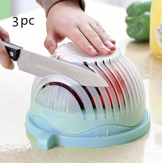 STORAZONE Kitchen Blue3pc Creative Salad Cutter Fruit and Vegetable Cutter