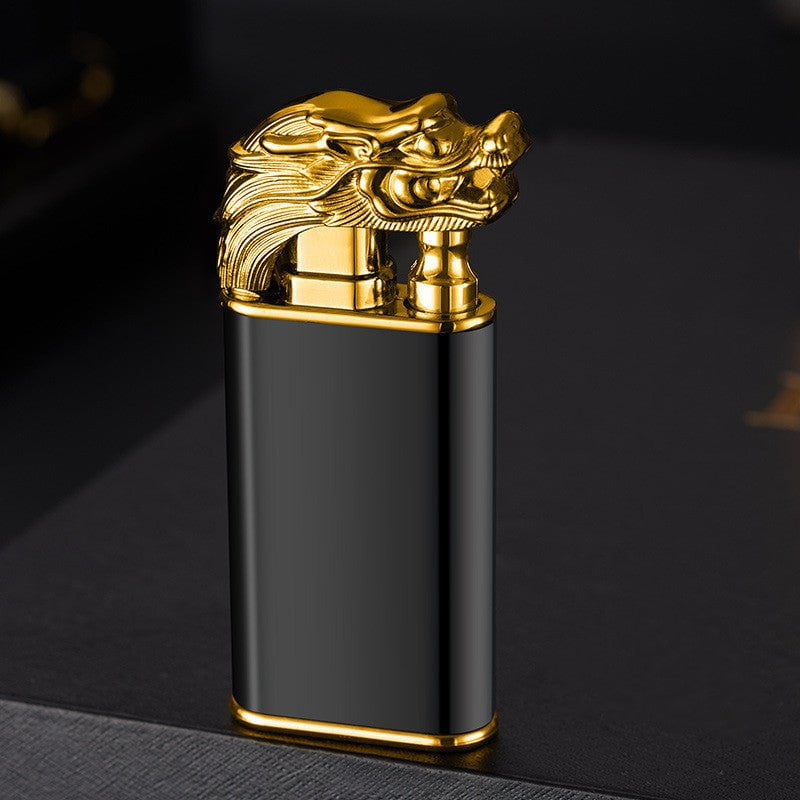 STORAZONE Kitchen Business black faucet / 1PCS Creative Blue Flame Lighter Dolphin Dragon Tiger Double Fire Metal Winproof Lighter Inflatable Lighter