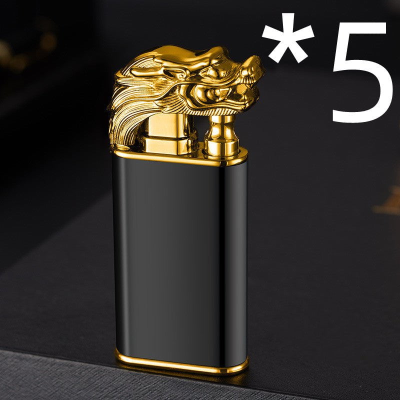 STORAZONE Kitchen Business black faucet / 5PCS Creative Blue Flame Lighter Dolphin Dragon Tiger Double Fire Metal Winproof Lighter Inflatable Lighter