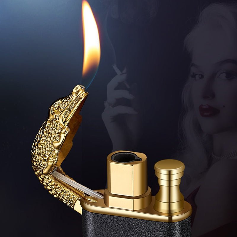 STORAZONE Kitchen Creative Blue Flame Lighter Dolphin Dragon Tiger Double Fire Metal Winproof Lighter Inflatable Lighter