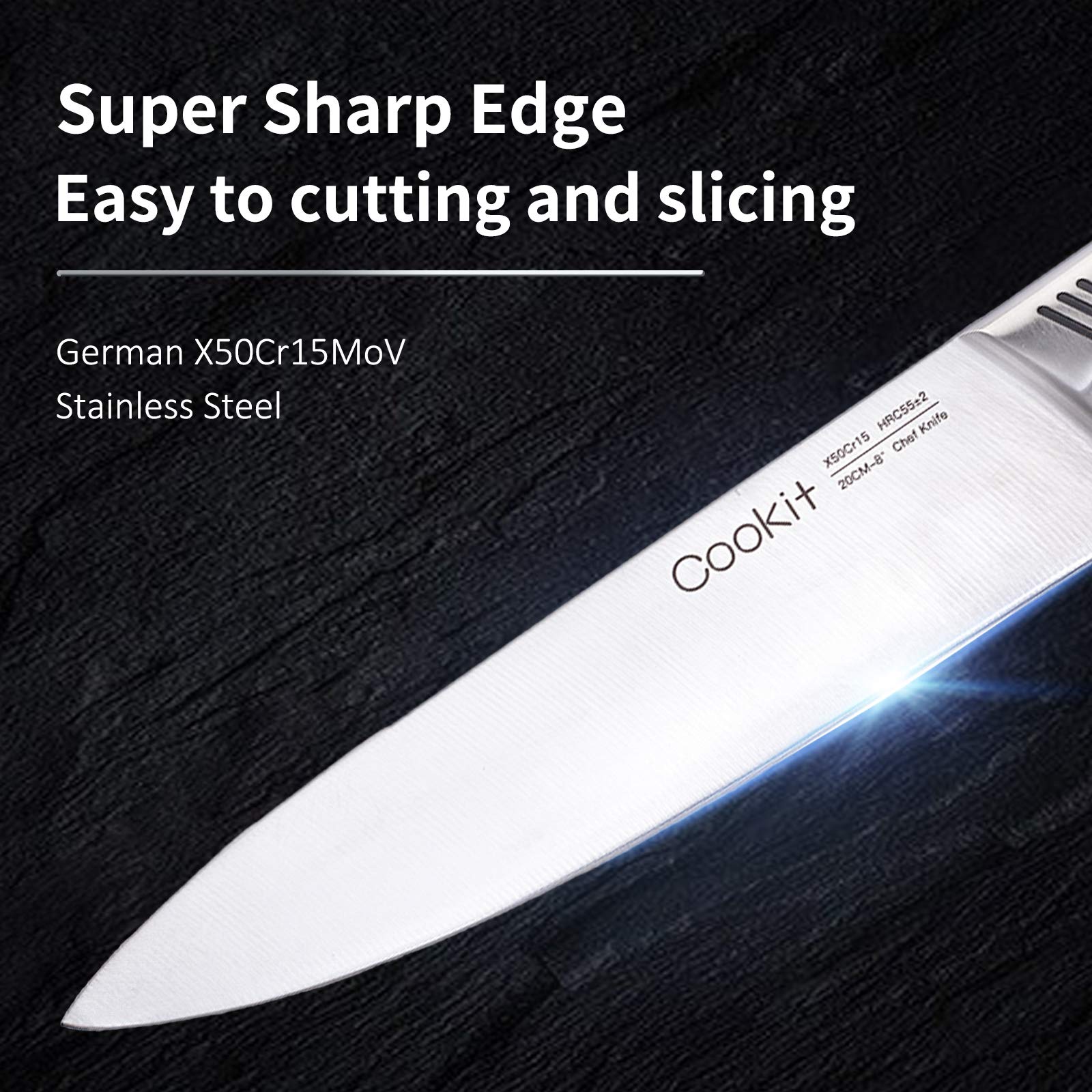 STORAZONE Kitchen default Kitchen Knife Set, 15 Piece Knife Sets with Block, Chef Knives with Non-Slip German Stainless Steel Hollow Handle Cutlery Set with Multifunctional Scissors Knife Sharpener  Amazon Platform Banned