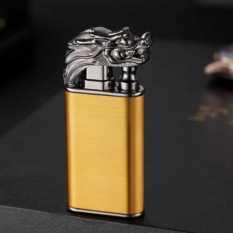 STORAZONE Kitchen Gold faucet / 1PCS Creative Blue Flame Lighter Dolphin Dragon Tiger Double Fire Metal Winproof Lighter Inflatable Lighter