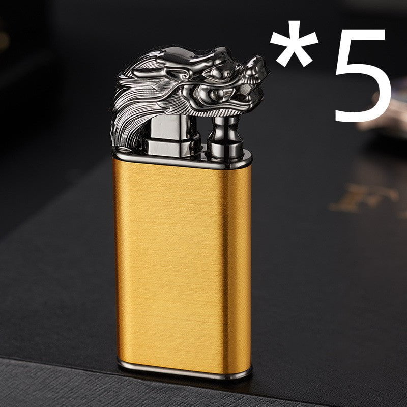 STORAZONE Kitchen Gold faucet / 5PCS Creative Blue Flame Lighter Dolphin Dragon Tiger Double Fire Metal Winproof Lighter Inflatable Lighter