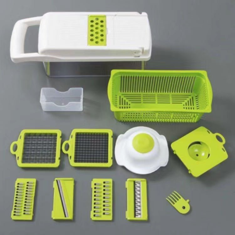 STORAZONE Kitchen Green with white 12 In 1 Manual Vegetable Chopper Kitchen Gadgets Food Chopper Onion Cutter Vegetable Slicer