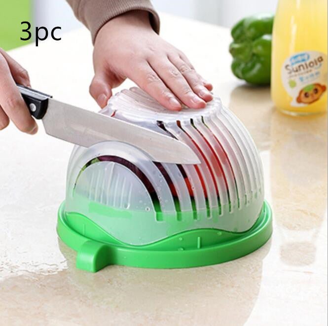 STORAZONE Kitchen Green3pc Creative Salad Cutter Fruit and Vegetable Cutter