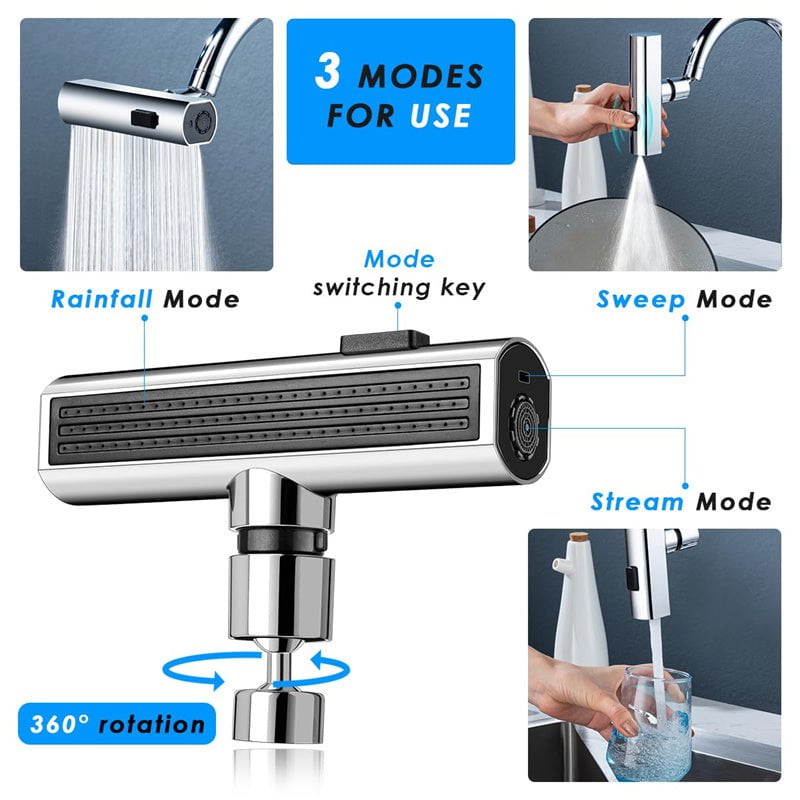 STORAZONE Kitchen Kitchen Faucet Waterfall Outlet Splash Proof Universal Rotating Bubbler Multifunctional Water Nozzle Extension Kitchen Gadgets