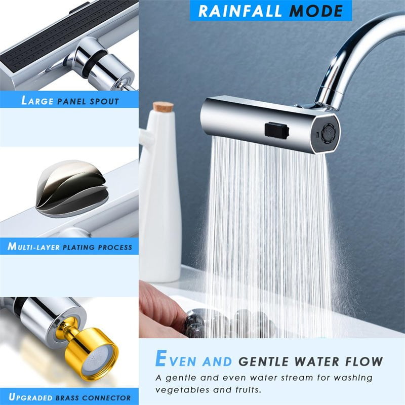 STORAZONE Kitchen Kitchen Faucet Waterfall Outlet Splash Proof Universal Rotating Bubbler Multifunctional Water Nozzle Extension Kitchen Gadgets