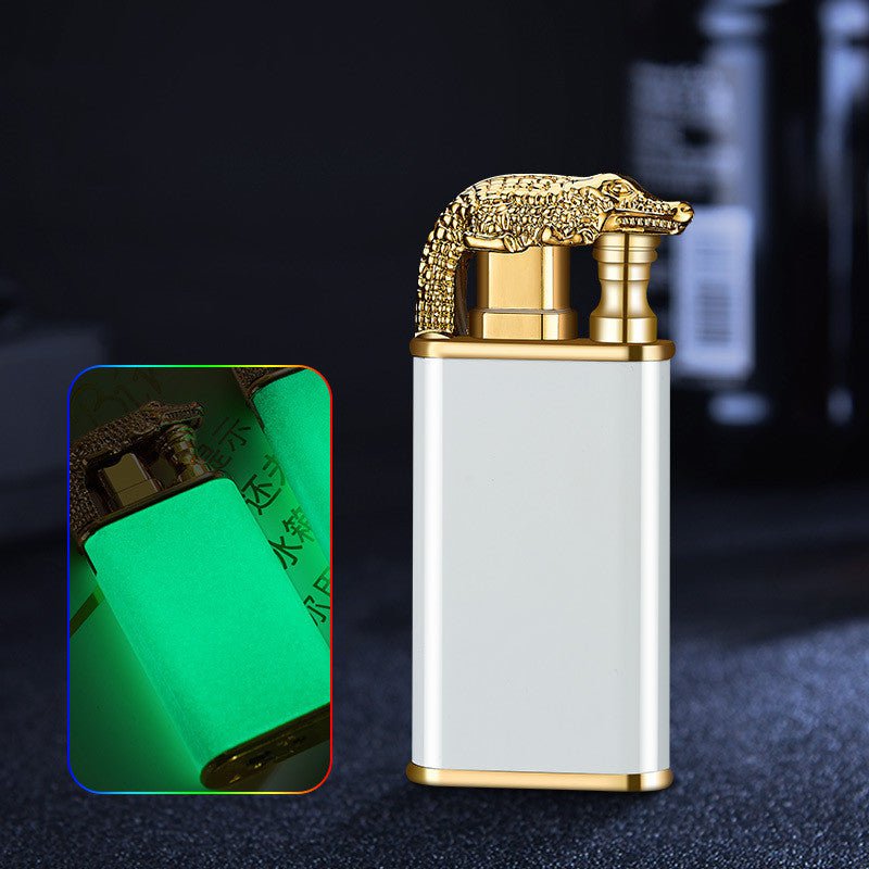 STORAZONE Kitchen Luminous crocodile / 1PCS Creative Blue Flame Lighter Dolphin Dragon Tiger Double Fire Metal Winproof Lighter Inflatable Lighter