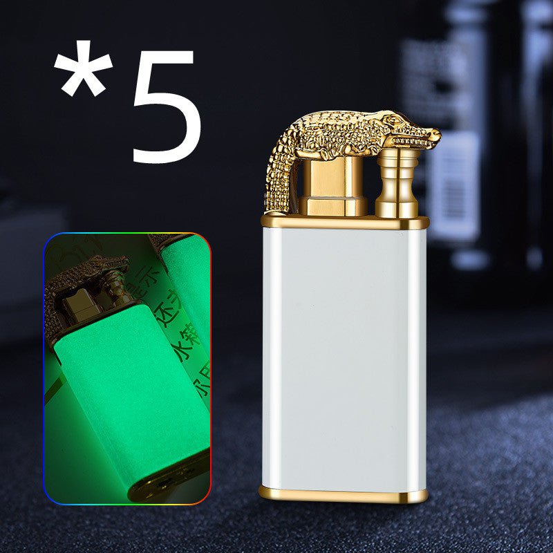 STORAZONE Kitchen Luminous crocodile / 5PCS Creative Blue Flame Lighter Dolphin Dragon Tiger Double Fire Metal Winproof Lighter Inflatable Lighter