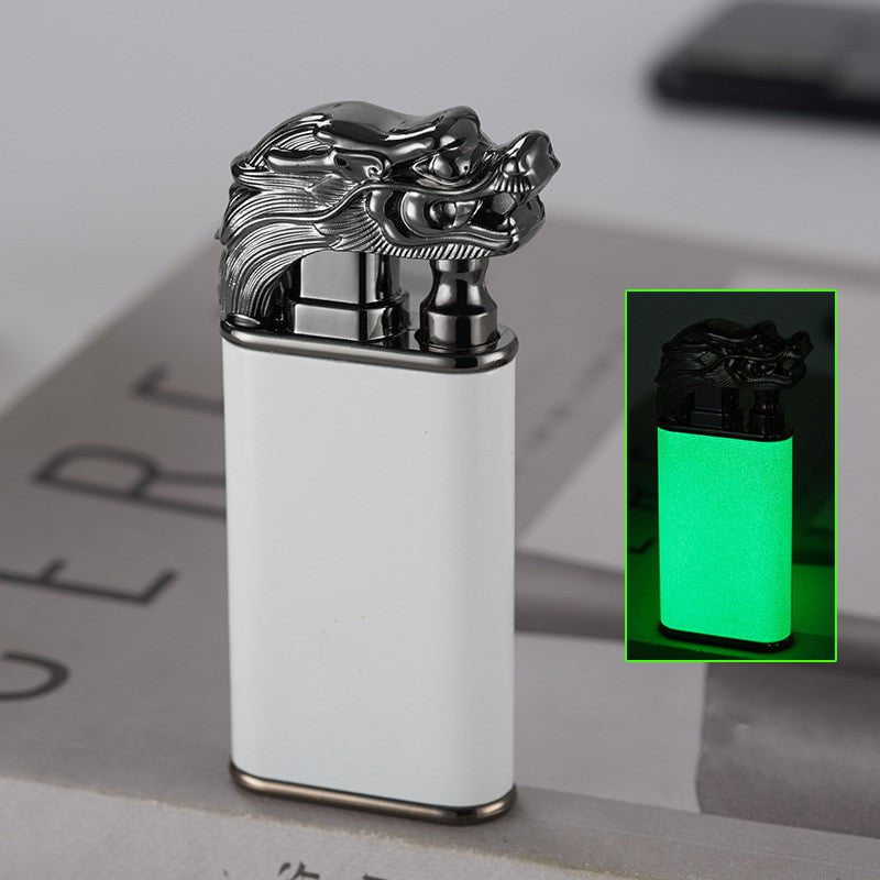 STORAZONE Kitchen Luminous Faucet / 1PCS Creative Blue Flame Lighter Dolphin Dragon Tiger Double Fire Metal Winproof Lighter Inflatable Lighter
