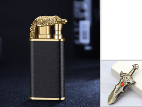 STORAZONE Kitchen Suit / 1PCS Creative Blue Flame Lighter Dolphin Dragon Tiger Double Fire Metal Winproof Lighter Inflatable Lighter