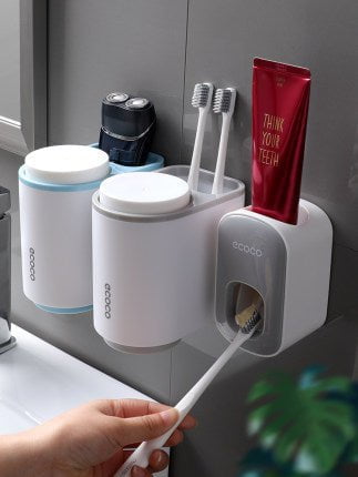 STORAZONE Kitchen Wall Mounted Automatic Toothpaste Holder Bathroom Accessories Set Dispenser