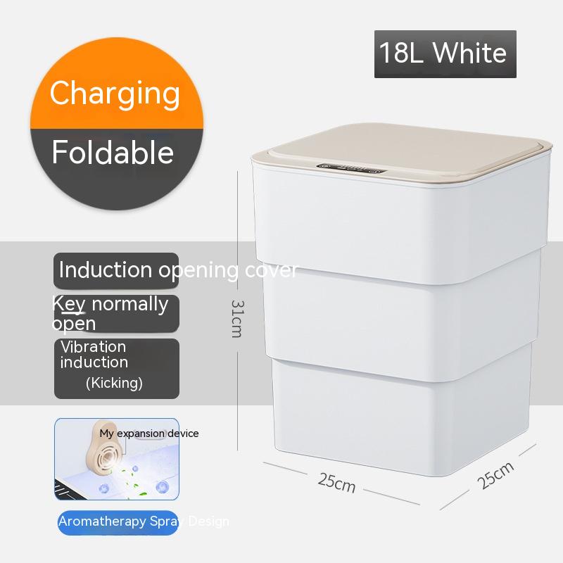 STORAZONE Kitchen White base version / 18L Smart Trash Can With Lid For Bedroom And Living Room Kitchen Storage Box Trash Can Induction Small Car Box Automatic Smart Dustbin Smart Trash Bin