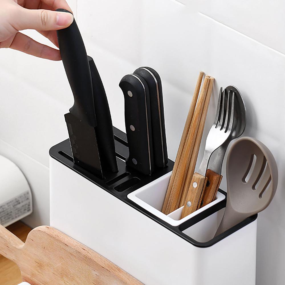 STORAZONE Kitchen White Tableware Storage Holders Kitchen Knife Plastic Storages Racks for Kitchen  Convenience Cabinet