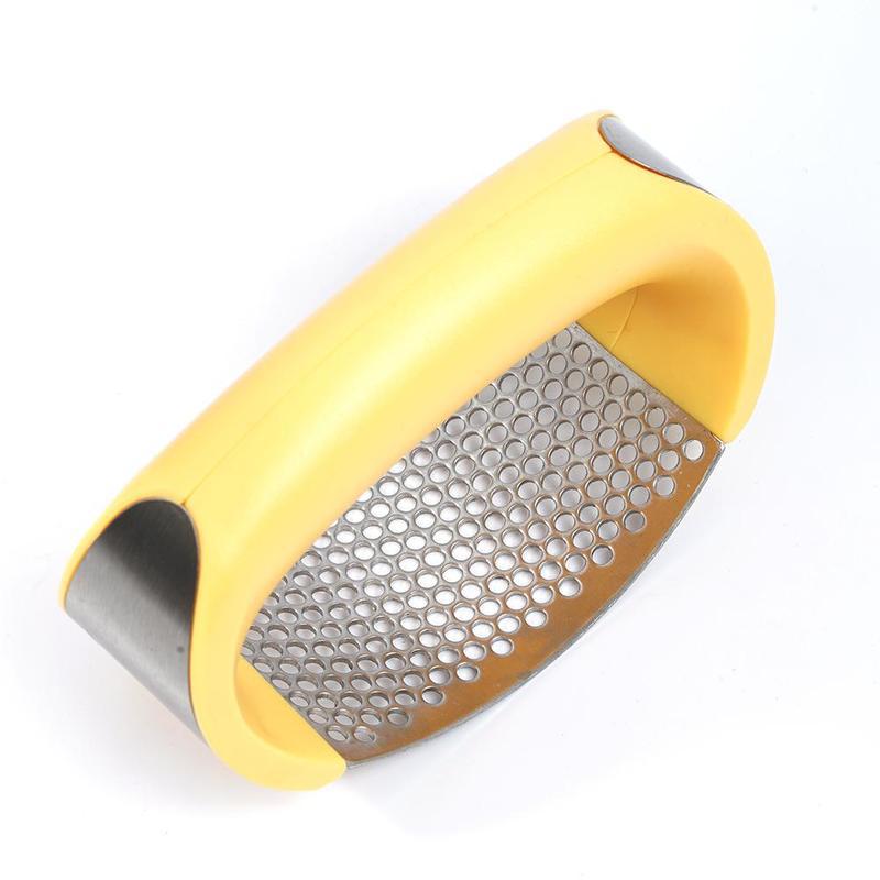 STORAZONE Kitchen Yellow Stainless Steel Garlic Masher Garlic Press Household Manual Curve Fruit Vegetable Tools Kitchen Gadgets