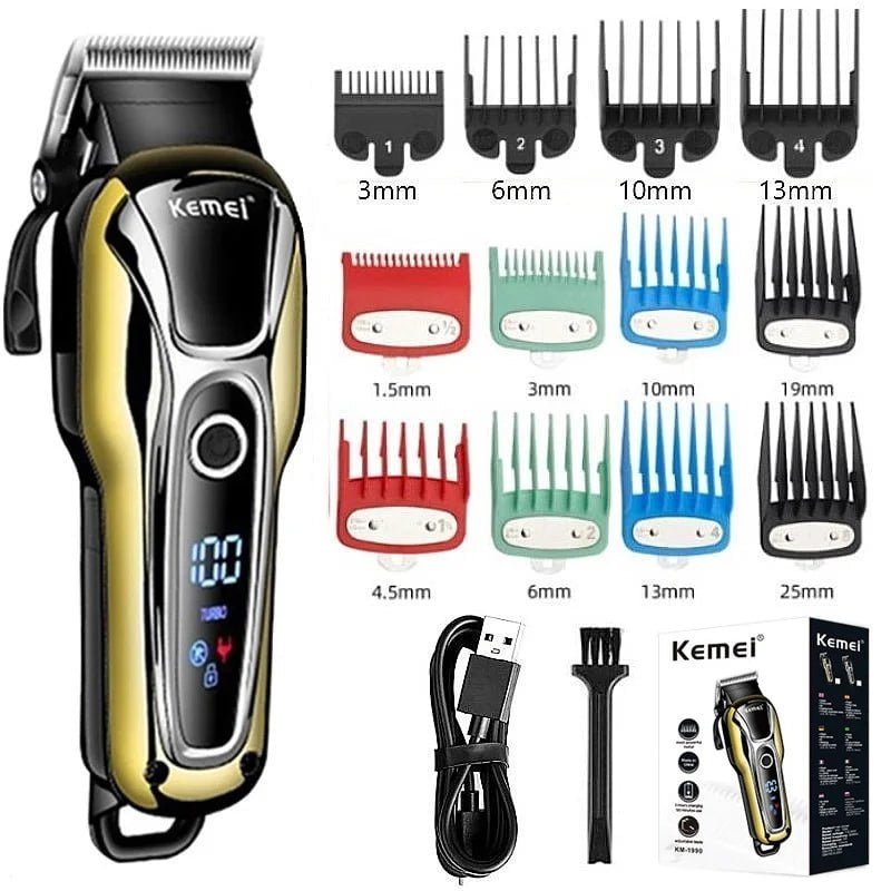 Storazone KM-1990-B Kemei 1990 new hair clipper professional hair clipper men's hair clipper electric trimmer LCD display hair clipper Almighty set