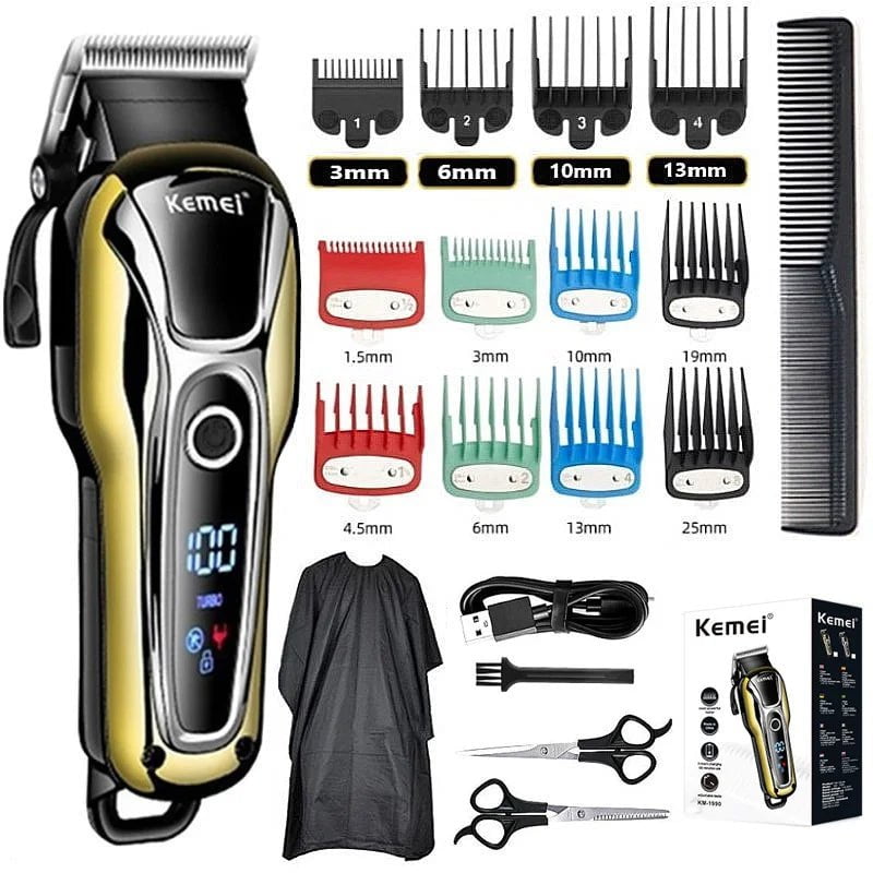 Storazone KM-1990-C Kemei 1990 new hair clipper professional hair clipper men's hair clipper electric trimmer LCD display hair clipper Almighty set