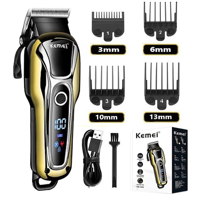 Storazone KM-1990 Kemei 1990 new hair clipper professional hair clipper men's hair clipper electric trimmer LCD display hair clipper Almighty set