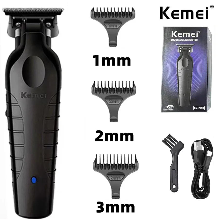 Storazone KM-2299 1 Kemei 2299 Barber Cordless Hair Trimmer 0mm Zero Gapped Carving Clipper Detailer Professional Electric Finish Cutting Machine