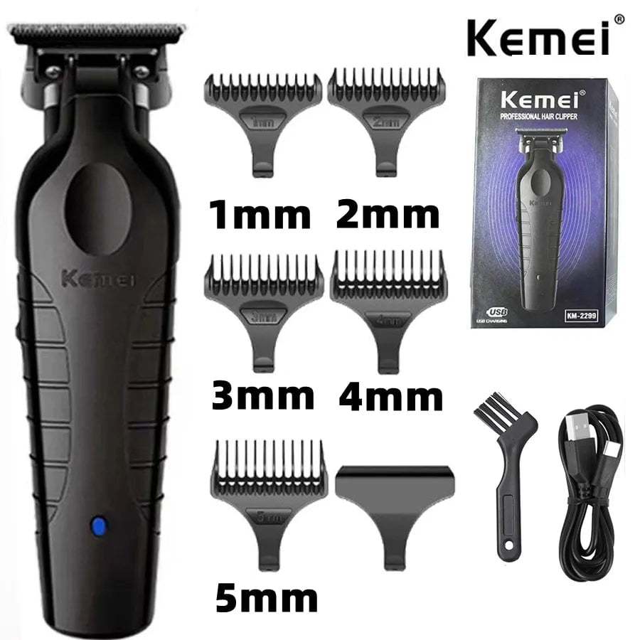 Storazone KM-2299 3 Kemei 2299 Barber Cordless Hair Trimmer 0mm Zero Gapped Carving Clipper Detailer Professional Electric Finish Cutting Machine